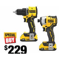 2-Piece Dewalt 20V Max Atomic Brushless Compact 1/2" Drill Driver and Impact Driver Combo Kit 