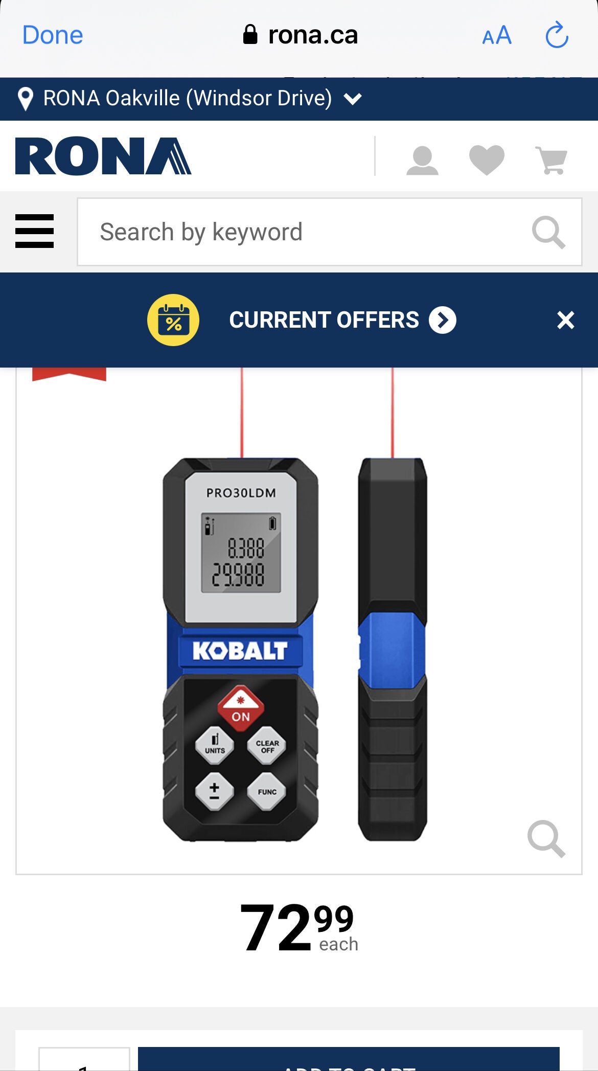 [Rona] Kobalt Laser Level 32/48, Laser Distance Measure 16 (YMMV