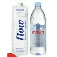 Flow Alkaline, Glaceau Smart or Evian Spring Water