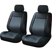 2 Pc Black/grey Universal Bucket Seat and Headrest Cover Set