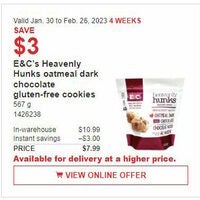 E&C's Heavenly Hunks Oatmeal Dark Chocolate Gluten-Free Cookies