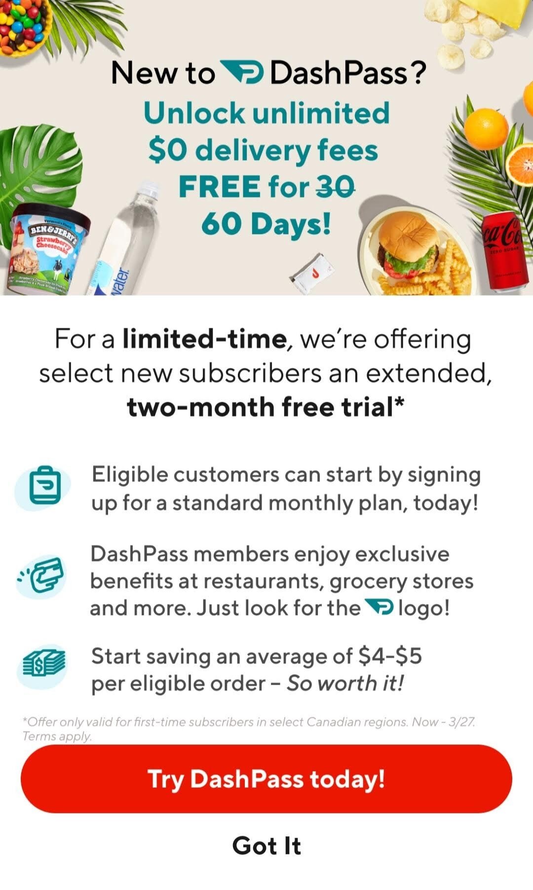  DoorDash DashPass DoorDash Free 60 Day Trial YMMV RedFlagDeals 