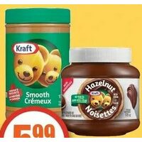 Kraft Hazelnut Spread or Peanut Butter