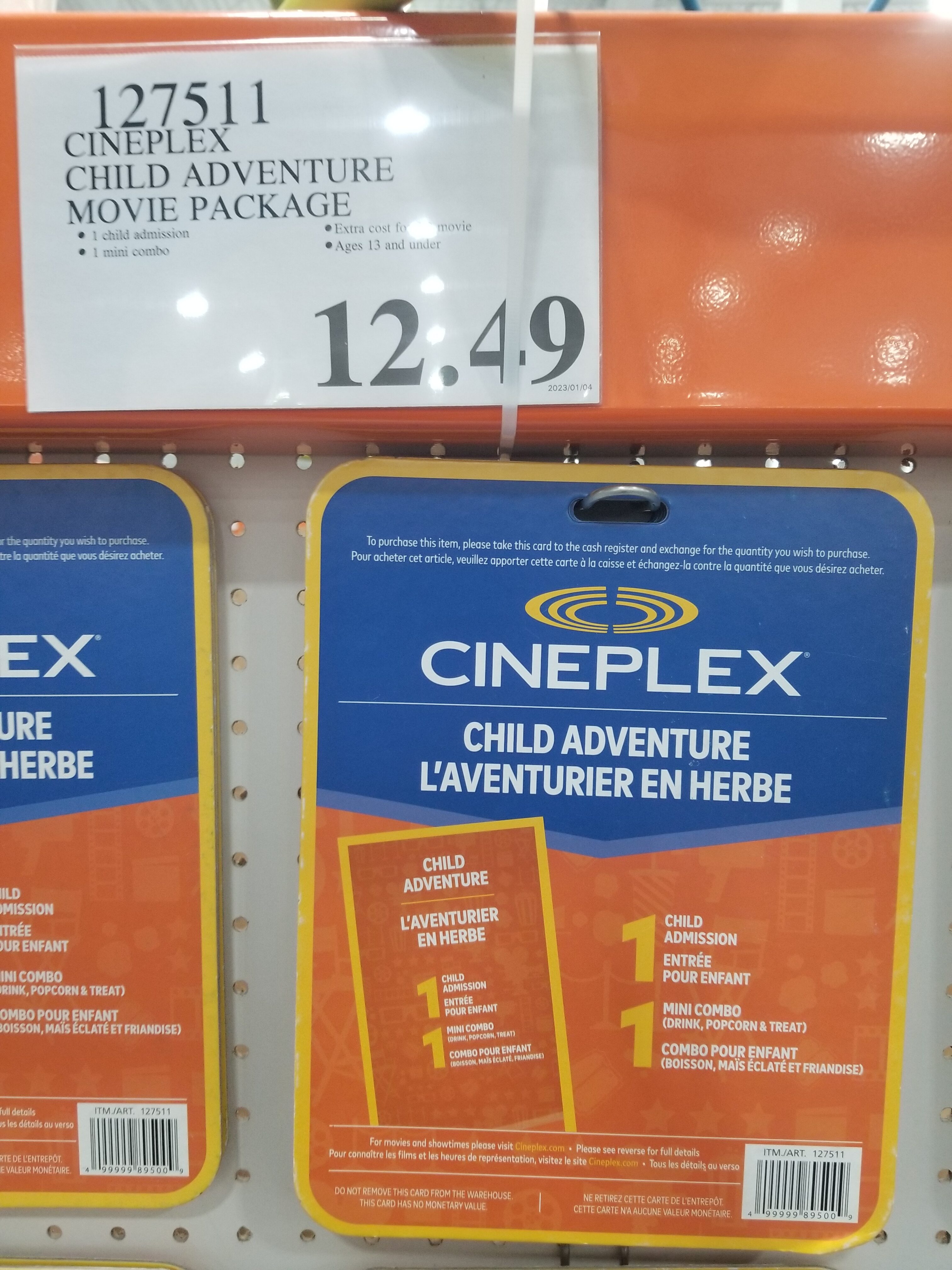 Buy $30 Cineplex gift card and get free $30 coupon pack