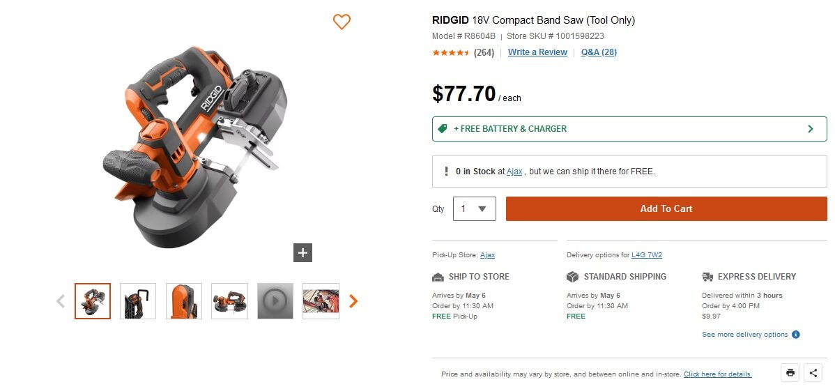 Ridgid 18v bandsaw hot sale