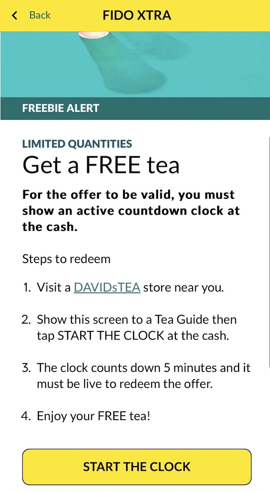 [Fido] Fido Xtra - Free tea from David's Tea - RedFlagDeals.com Forums