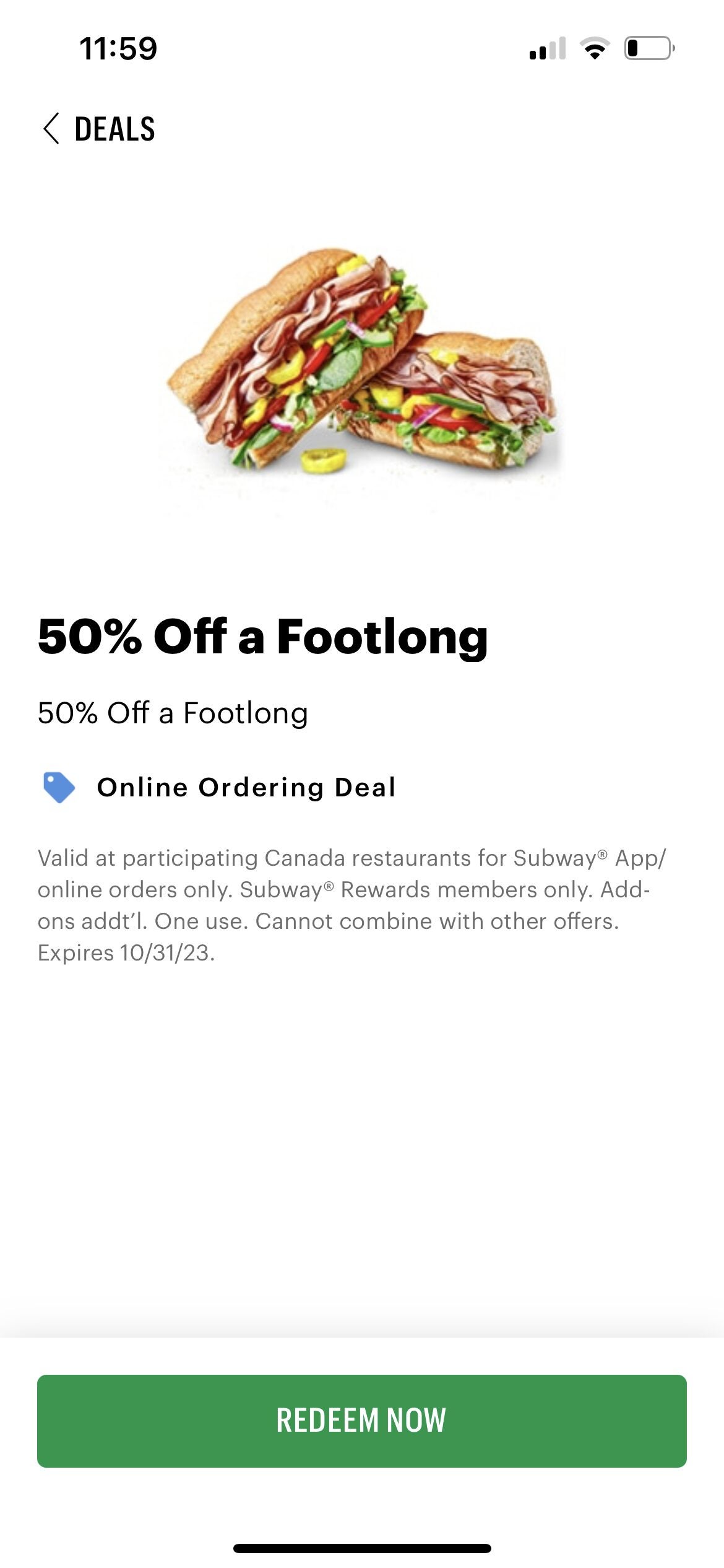 DEAL: Subway - $10 Voucher with $30+ Spend via Menulog