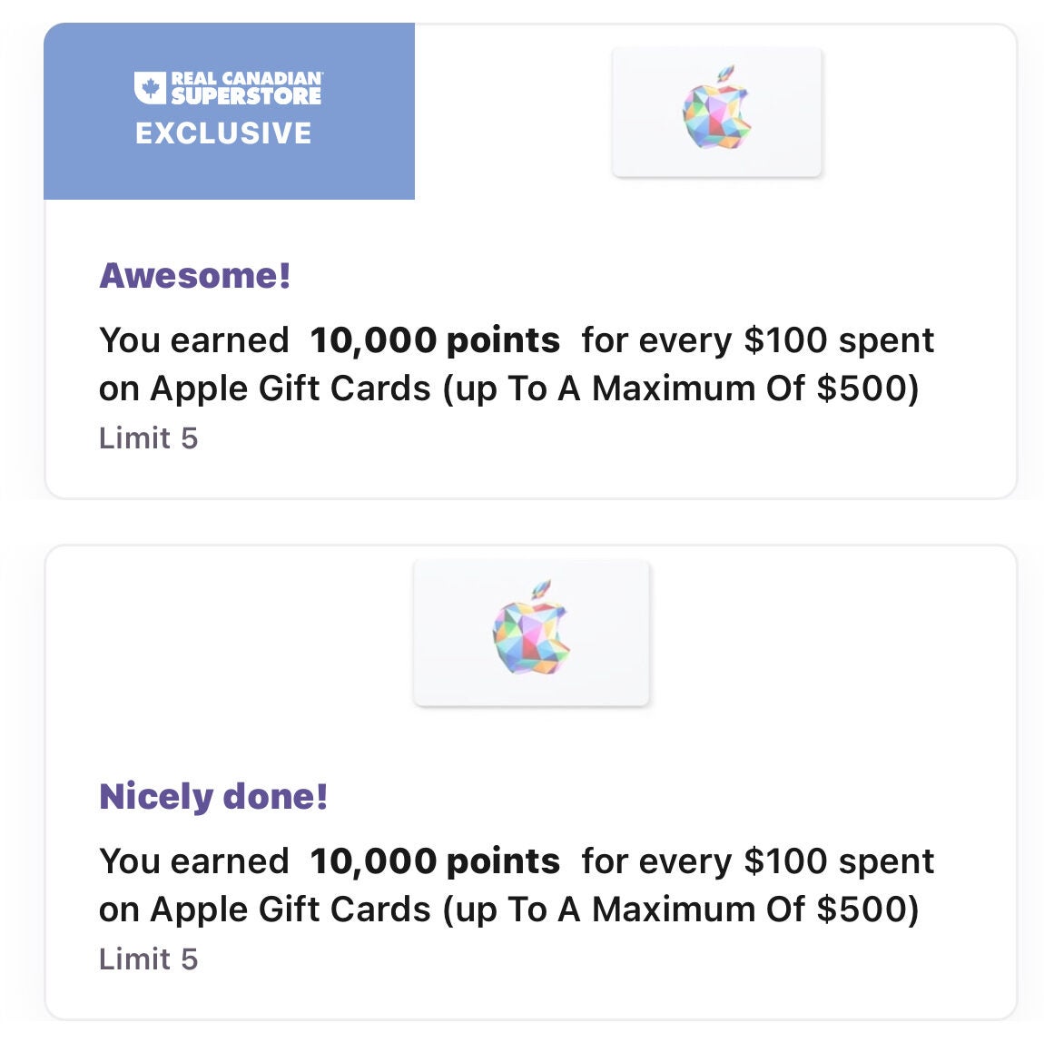 Purchase a $100 Apple Gift Card, get $15 back in PC Optimum points