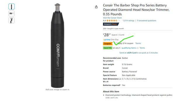 VS for Men The Diamond Precision Nose & Ear Trimmer CONAIR | UK