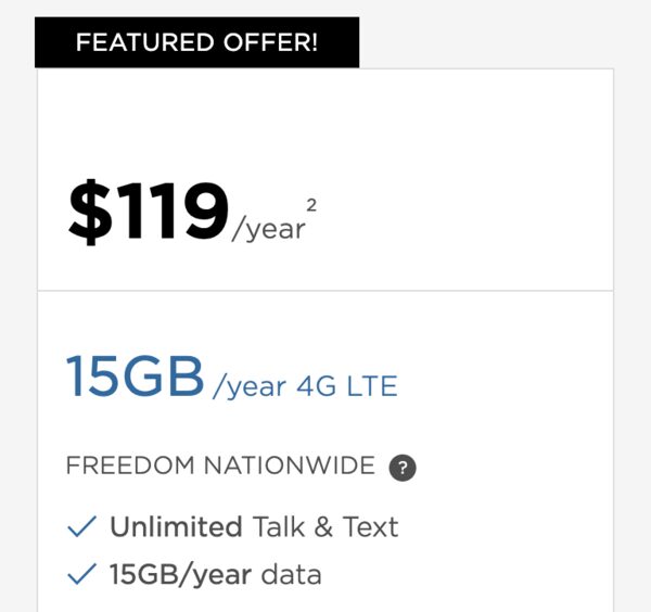 [Freedom Mobile] Prepaid 119 for 12 months wireless service with nationwide calling and 15GB