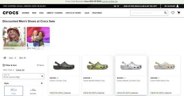 Crocs on sale club discount