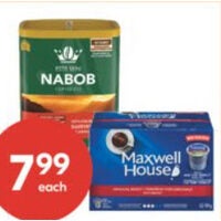 Maxwell House, Nabob K-Cup Pods or Nabob Ground Coffee