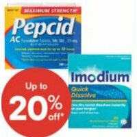 Imodium Liqui-Gels, Quick Dissolve or Pepcid Tablets