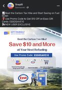 Get $10 off a $20 Esso Gift Card! - snaplii app(new users only)