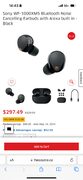 Sony WF-1000XM5 Bluetooth Noise Cancelling Earbuds (297.49$) for Bell Advantages customers