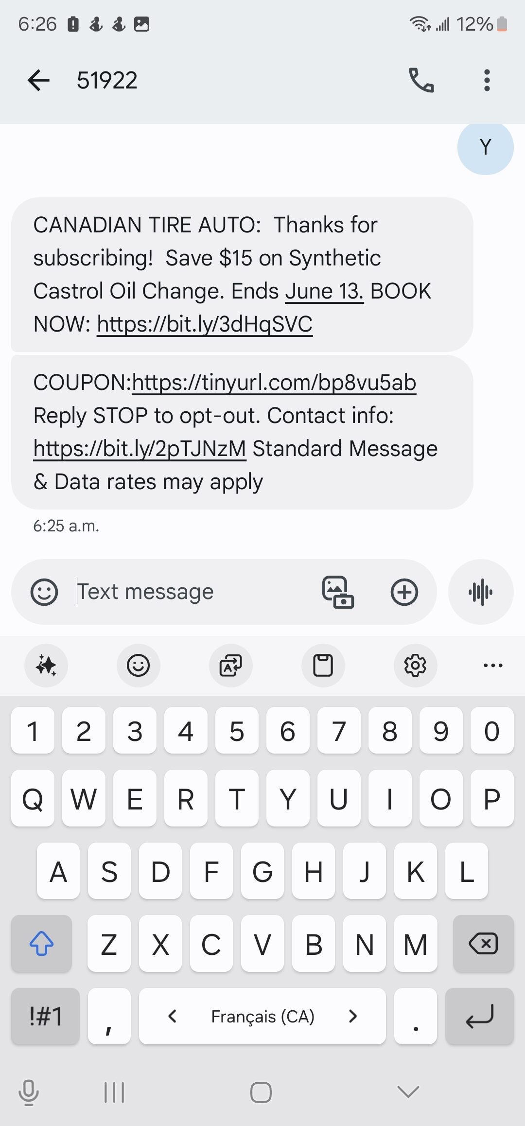 [Canadian Tire] Oil change savings Save 15 on Castrol Synthetic oil