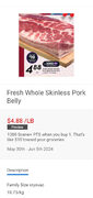 Whole Pork belly Cryopac $4.88 lb plus $10 back with scene + card
