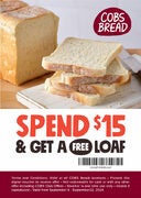 Cobs Bakery Spend $15 Get a Free Loaf