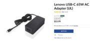 Lenovo USB-C 65W Charger - $15.19 (with coupon)