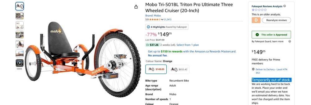 [Amazon.ca] Mobo Tri-501BL Triton Pro Ultimate Three Wheeled Cruiser ...