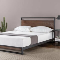 Zinus Suzanne Metal and Wood Platform Bed Frame with Headboard [Queen $129.97 / Twin $149.97]