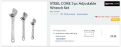 3 pc Adjustable Wrench Set $9.99, 10" Curved Jaw Locking Pliers $2.99, Generic A19 60W Light Bulbs 8 for $9.99