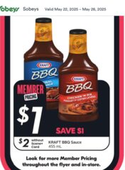 Kraft BBQ Sauce 455ml $1.00 + 300 Scene Points WUB3 with the Scene Card