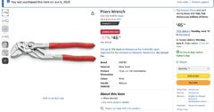 KNIPEX - Pliers Wrench, Chrome (86 03 180)m @ $46.16 (37% off)