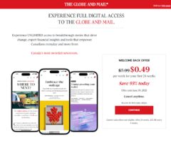 Globe and mail digital subscription $0.49 weekly