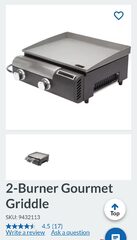 2-Burner Gourmet Griddle | 285 sq in./20,000 BTU | $107.81 (Reg $189) + Shipping.
