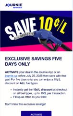 Ultramar/Journie 10c OFF/liter for Five Consecutive Days (YMMV)