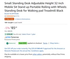 KLSMYHOKI 32 inch Mobile Stand Up Desk with Wheels - $42.75 after coupon - Exclusive Prime price