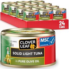 Clover Leaf Solid Light Tuna In Pure Olive Oil - 85g, 24 Count - $29.28