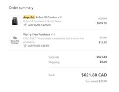 Anycubic Kobra S1 3D Printer Combo with Ace Pro 4 colour filament dryer ($609 No tax)