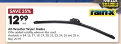 RAIN-X All-Weather Wiper Blades - $12.99 - Starts on 18th.