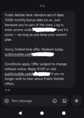 Public Mobile very YMMV free 10 GB monthly