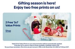 2 Free 5x7 Value Prints from Walmart Photocentre - ONE DAY ONLY