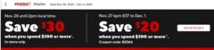 Save $20 when you spend $100 or more and Save $30 when you spend $100 or more (in-store only)