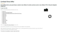 Save $130 when you purchase a select new Nikon Z-series camera and a new Nikon FTZ II Mount Adapter together