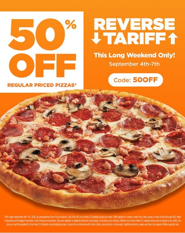 Pizza Pizza: Giảm 50% pizza giá thường (4-7/9)