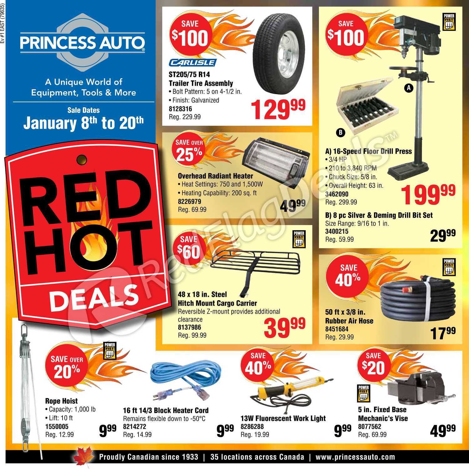 Princess Auto Weekly Flyer Red Hot Deals Jan 8 20