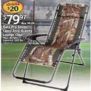 Bass Pro Shops Camo Zero-Gravity Lounge Chair - $79.97 ($20.00 off)
