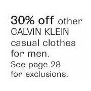 30% Off Select Calvin Klein Casual Clothes for Men