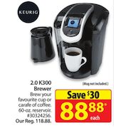 Keurig 2.0 K300 Coffee Brewer - $88.88 ($30.00 Off)