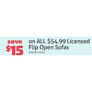 All $54.99 Licensed Flip Open Sofas - $15.00 off