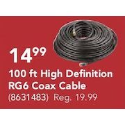 100Ft. High Definition RG6 Coax Cable - $14.99