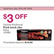 Cardinal Roadhouse Pork Back Ribs - $11.99 ($3.00 off)