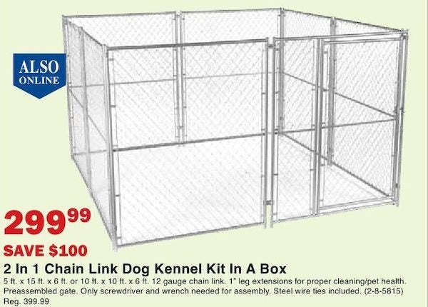 2 In 1 Chain Link Dog Kennel Kit In A 
