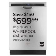 Whirlpool 24" Built-In Dishwasher - $699.99 ($150.00 off)