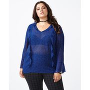 Bell Sleeve Printed Blouse With Ruffles - $7.50 ($7.50 Off)